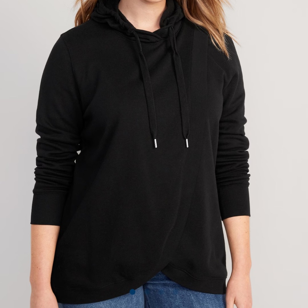 Old Navy Maternity Cross-Front Nursing Pullover Hoodie, Black, Size XL